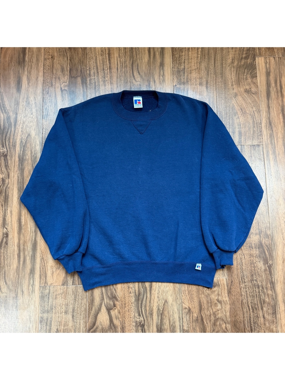 Vintage 90s Russell Athletic Crewneck Sweatshirt Medium Navy Blue USA Made Blank